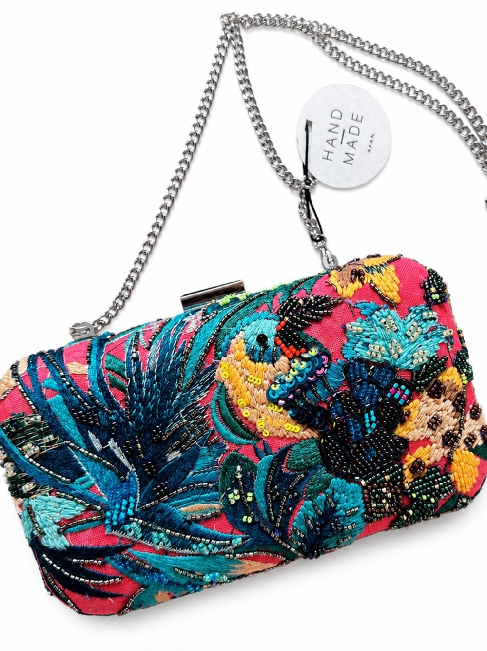 Zara Handmade Tropical Pattern Beaded Mini Shoulder Crossbody Bag